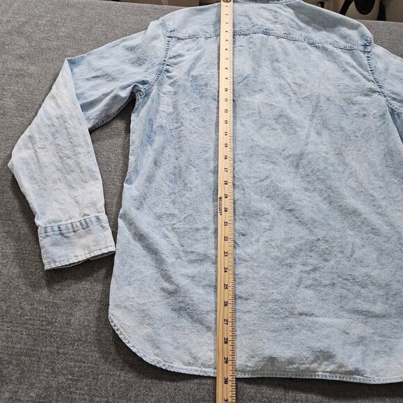 American Eagle Shirt Mens L Blue Collared Button Up LS Denim Faded Hippie Grunge - Picture 7 of 16